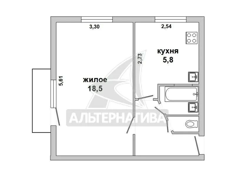 1-комнатная квартира,  г. Брест,  ул. Буденного,  1967 г.п. w183397 2