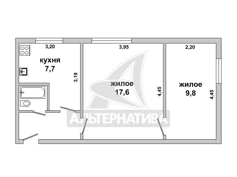 2-комнатная квартира,  г. Каменец,  ул. 40 лет БССР,  1964 г.п. w181381 6