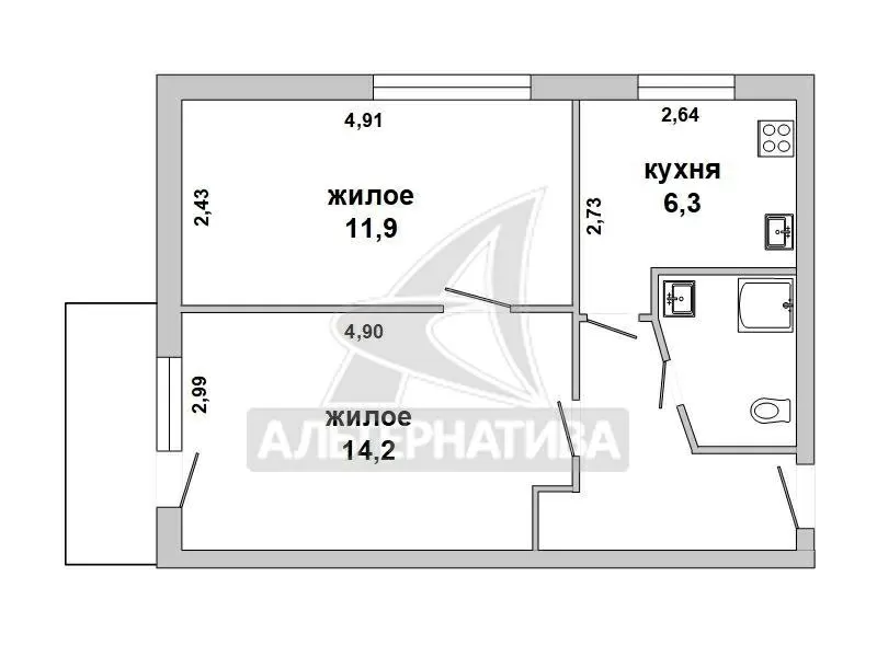 2-комнатная квартира,  г. Каменец,  ул. Брестская,  1973 г.п. w190025 2