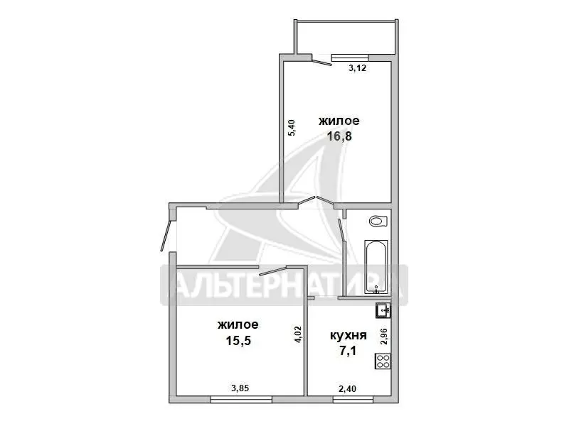 2-комнатная квартира,  п. Сосновка,  ул. Сосновая,  1970 г.п. w183053 9