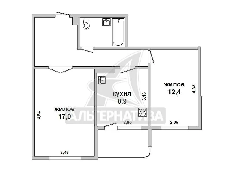 2-комнатная квартира,  г. Брест,  Молодогвардейская,  2003 г.п. w182349 15