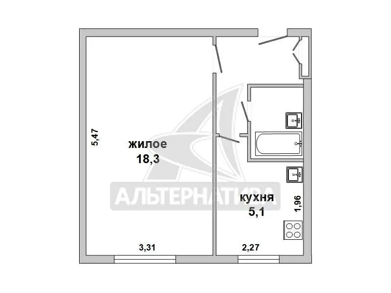 1-комнатная квартира,  г. Брест,  ул. Бауманская,  1975 г.п. w183027 13