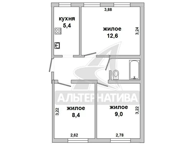 3-комнатная квартира,  г. Брест,  ул. Интернациональная w170473 3