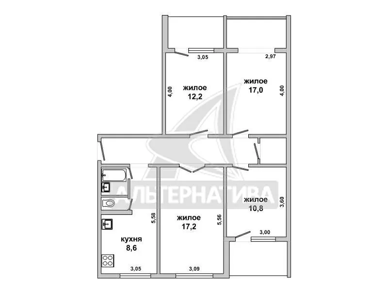 4-комнатная квартира,  г. Брест,  ул. Вульковская,  1996 г.п. w180005 3