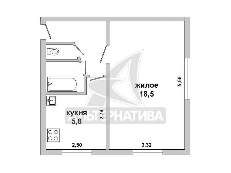 1-комнатная квартира,  г. Брест,  ул. Кирова,  1966 г.п. w182449 2