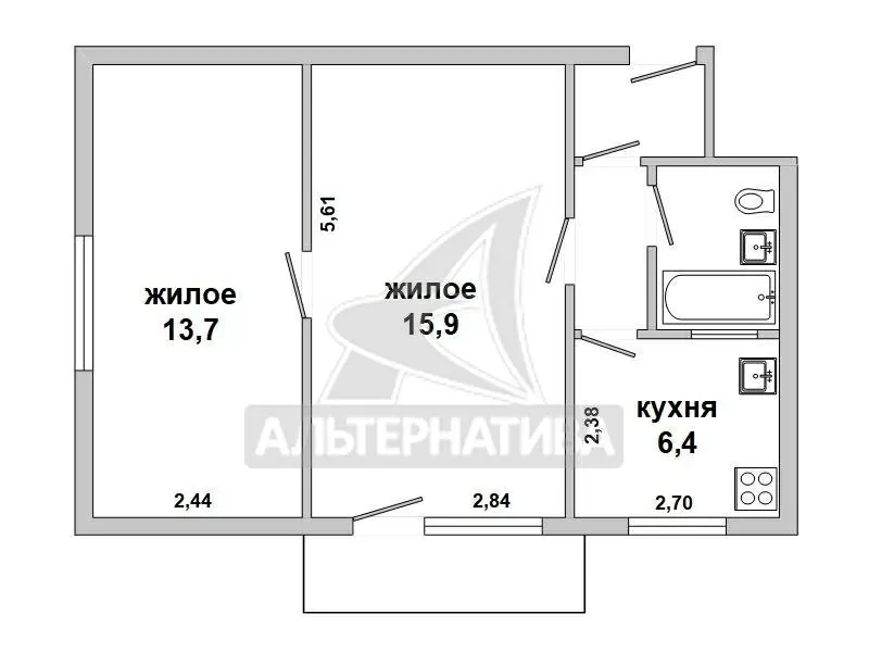 2-комнатная квартира,  г. Жабинка,  ул. Калинина,  1963 г.п. w183176 10
