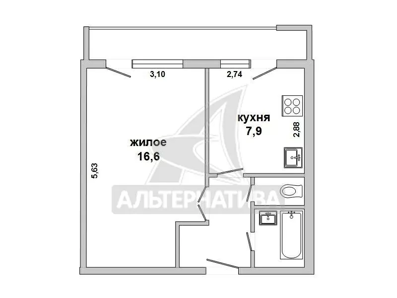 1-комнатная квартира,  г. Брест,  ул. Стафеева,  1998 г.п. w170695 8