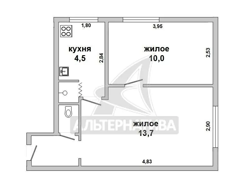 2-комнатная квартира,  г. Брест,  пр-т Машерова,  1962 г.п. w172009 9