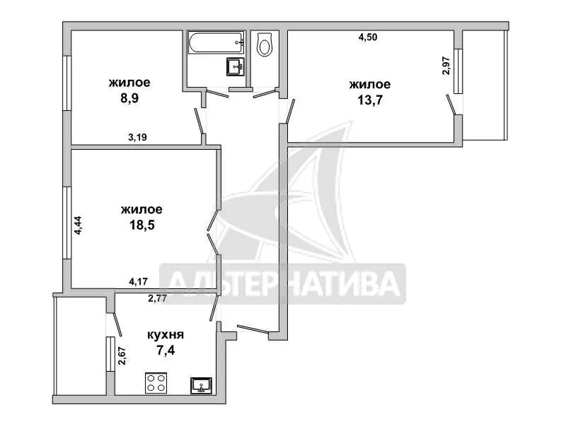3-комнатная квартира,  г. Брест,  ул. Гоголя. w180489 2