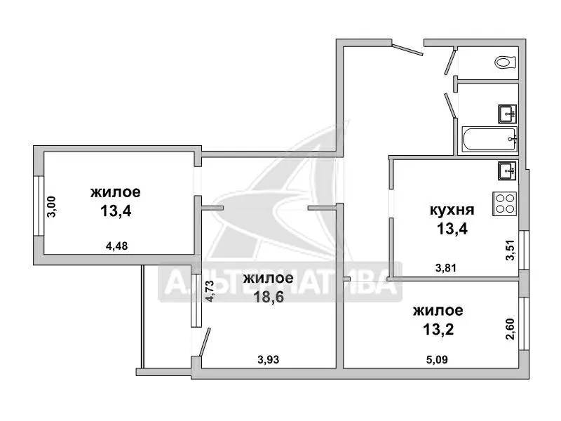 3-комнатная квартира,  г. Брест,  ул. Московская,  1999 г.п. w181658 9