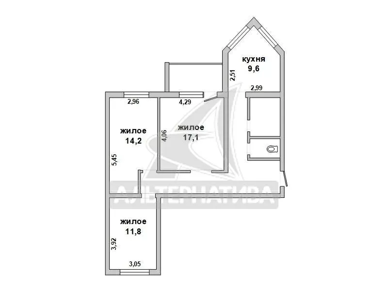 3-комнатная квартира,  г. Брест,  ул. Красногвардейская w182274 13