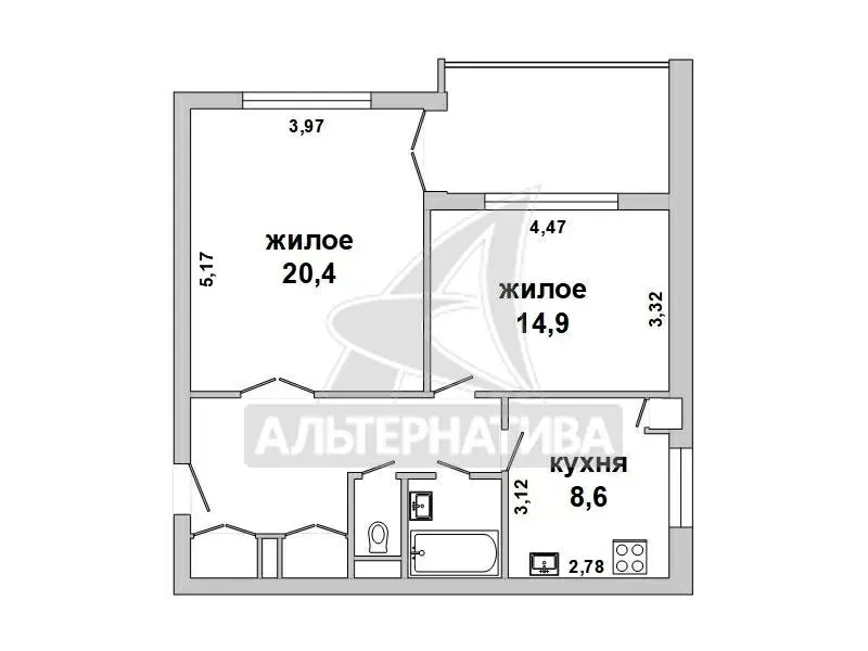 2-комнатная квартира,  г. Брест,  ул. Чапаева. w182739 4