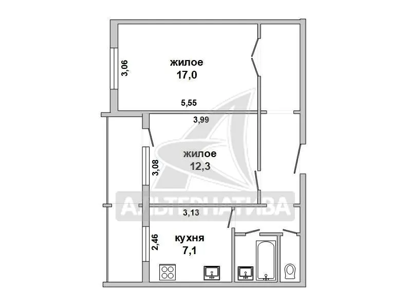 2-комнатная квартира,  г. Брест,  ул. Вишневая,  1996 г.п. w182786 8