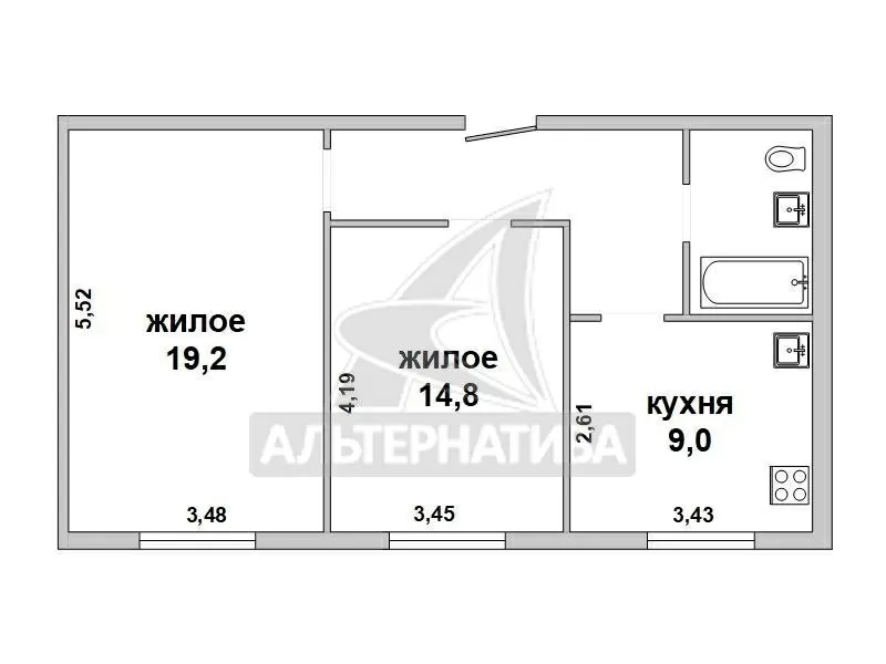 2-комнатная квартира,  г. Брест,  ул. Янки Купалы,  1968 г.п. w182845 12