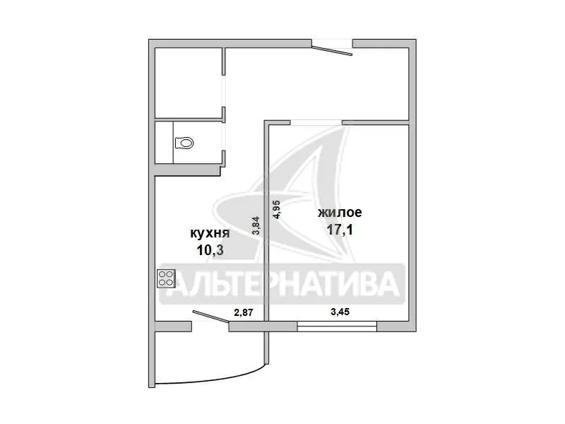 1-комнатная квартира,  г. Брест,  ул. Махновича,  2015 г.п. w190119 2