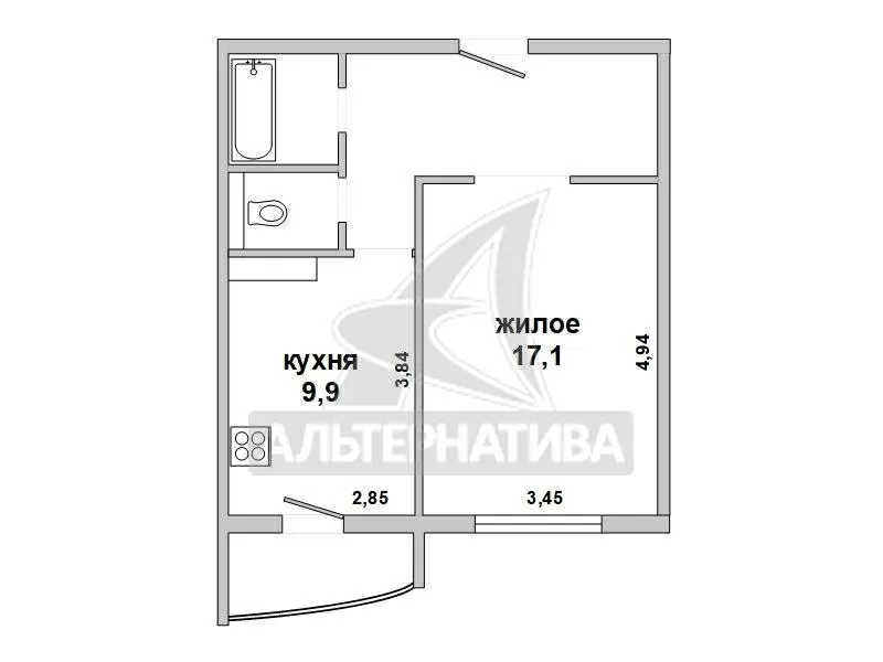 СРОЧНО !!! 1-комнатная квартира,  г. Брест,  ул. Рокоссовского w161124 11