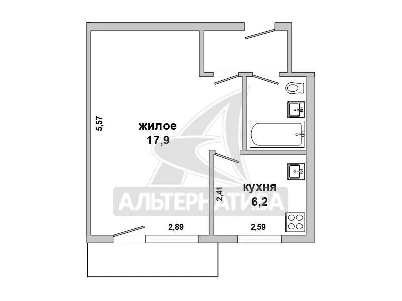 1-комнатная квартира,  г. Брест,  пр-т Машерова,  1975 г.п. w190148 2
