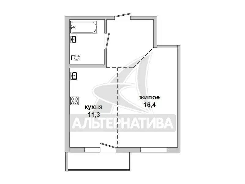 1-комнатная квартира,  г. Брест,  ул. Богданчука,  2019 г.п. w183448