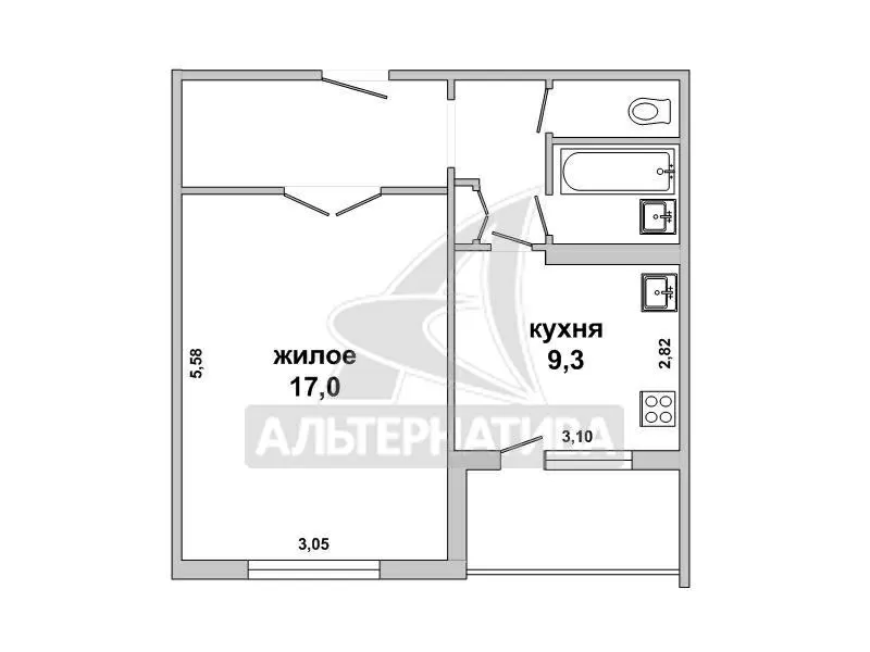 1-комнатная квартира,  г. Брест,  ул. Адамковская. w181656