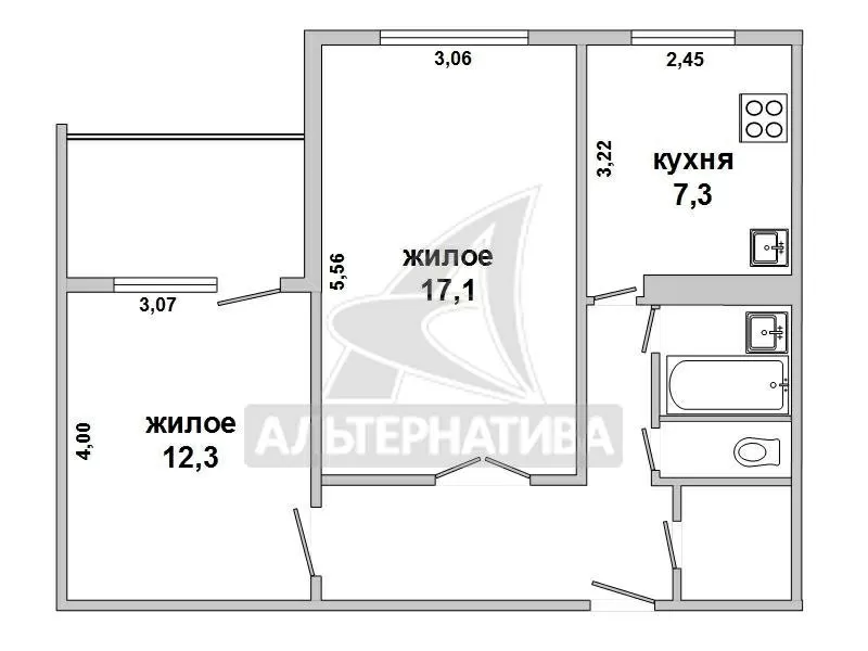 2-комнатная квартира,  г. Брест,  ул. Октябрьской Революции w160018 2