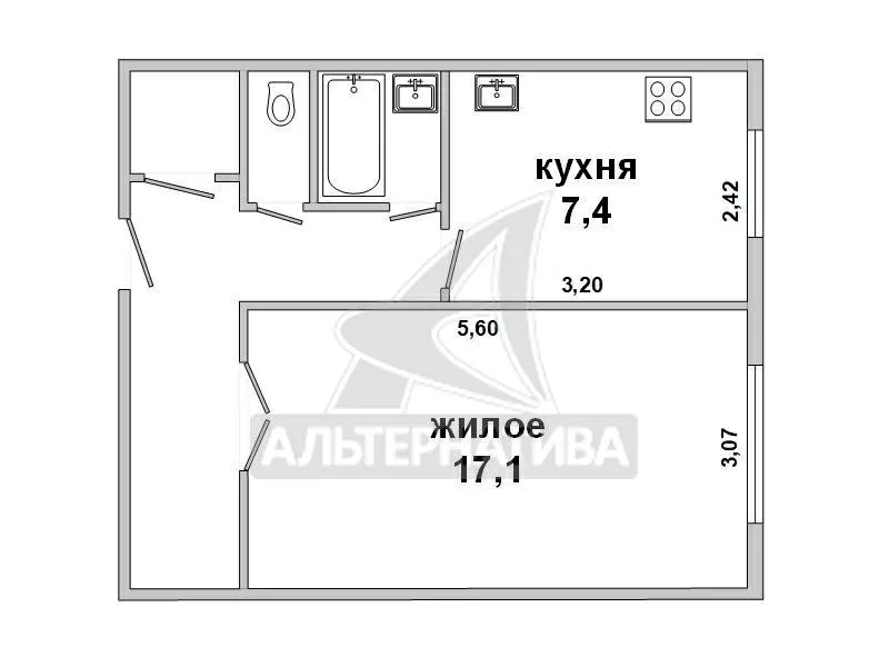 1-комнатная квартира,  г. Брест,  ул. Сябровская,  1994 г.п. w160250 8