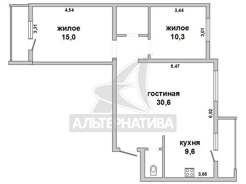 3-комнатная квартира,  г. Брест,  ул. Рокоссовского w161523 6