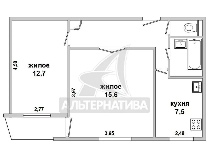 2-комнатная квартира,  г. Брест,  ул. Халтурина,  1989 г.п. w170166 10