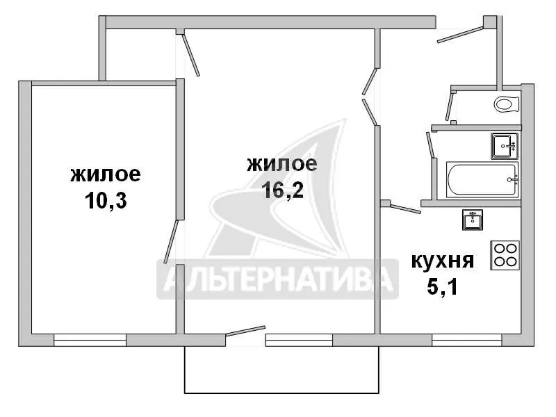 2-комнатная квартира,  г. Брест,  ул. Маяковского,  1960 г.п. w160484 2