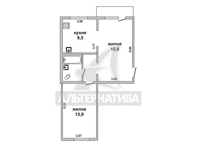 2-комнатная квартира,  г. Брест,  ул. Дубровская,  1980 г.п. w172597 12