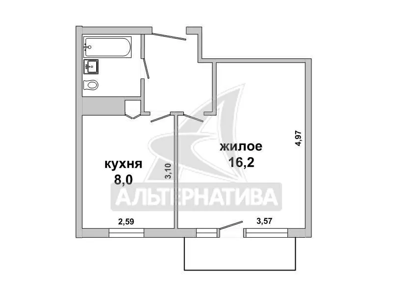 1-комнатная квартира,  г. Жабинка,  ул. Центральная,  1985 г.п. w180088 10