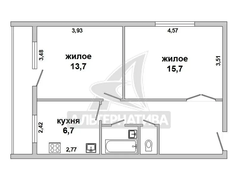 2-комнатная квартира,  г. Брест,  ул. Бауманская. w181013 13