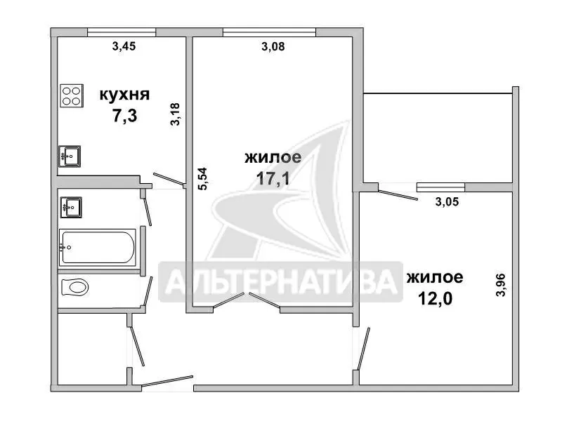 2-комнатная квартира,  г. Брест,  ул. Волгоградская. w181250 8
