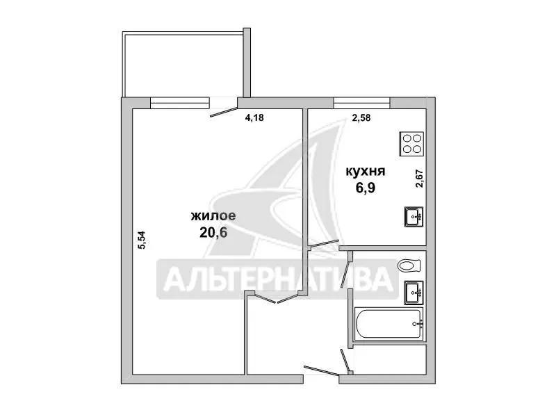 1-комнатная квартира,  г. Брест,  ул. Солнечная,  1987 г.п. w181559 3