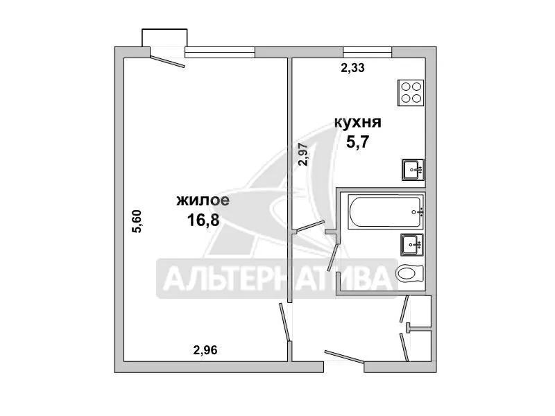1-комнатная квартира,  г. Брест,  ул. Писателя Смирнова. w181764 6