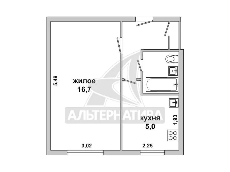 1-комнатная квартира,  г. Брест,  ул. Бауманская,  1975 г.п. w181787 6
