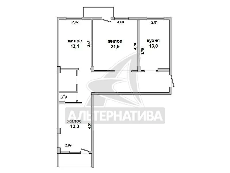 3-комнатная квартира,  г. Брест,  ул. Зубачева,  2014 г.п. w172393